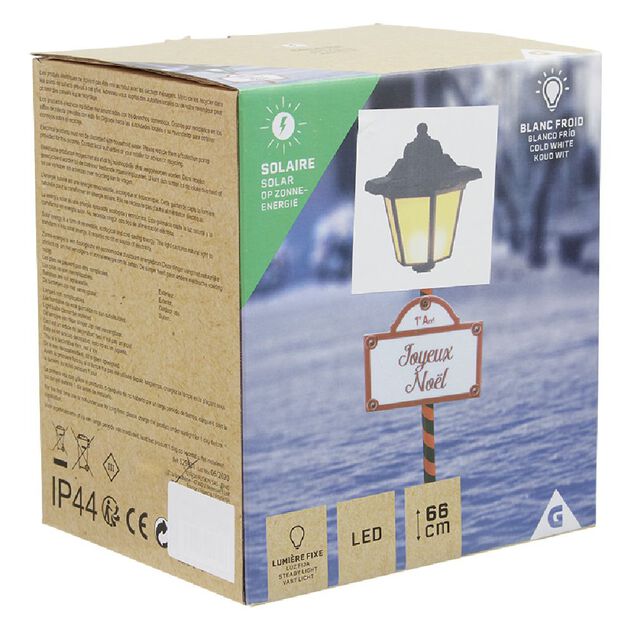 Lanterne lumineuse à planter solaire H75cm effet flamme vascillante