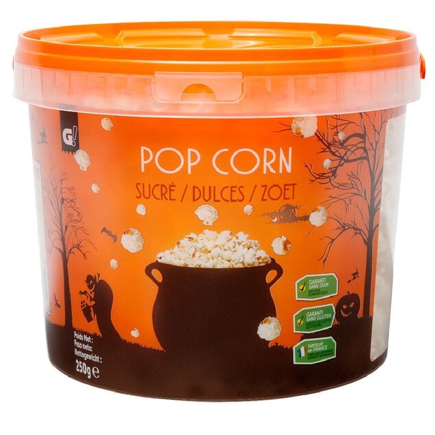 Pop corn sucr&eacute; dans seau &agrave; motif Halloween 250g