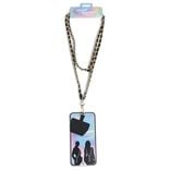 Bijou cha&icirc;ne de t&eacute;l&eacute;phone maille en plastique noir dor&eacute; L120cm