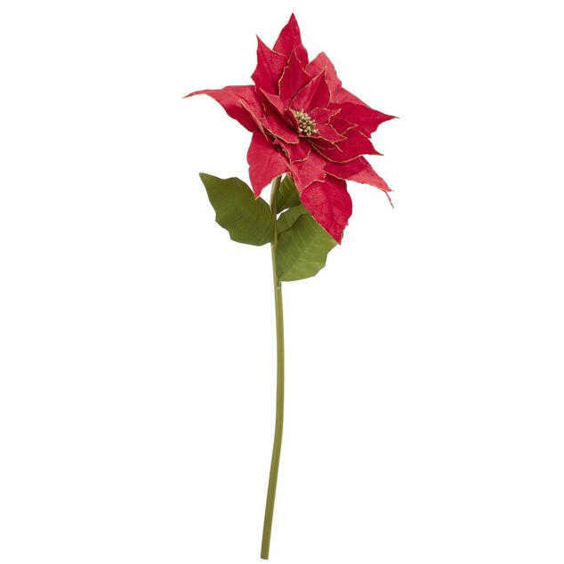 Fleur de No&euml;l artificielle XL poinsettia paillet&eacute;e rouge H150cm