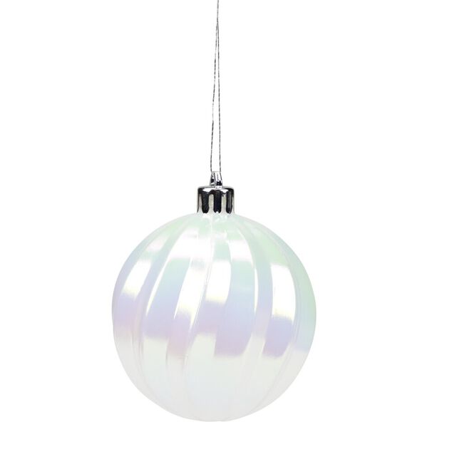 Boule de No&euml;l x8 blanc et iris&eacute; &Oslash;7cm