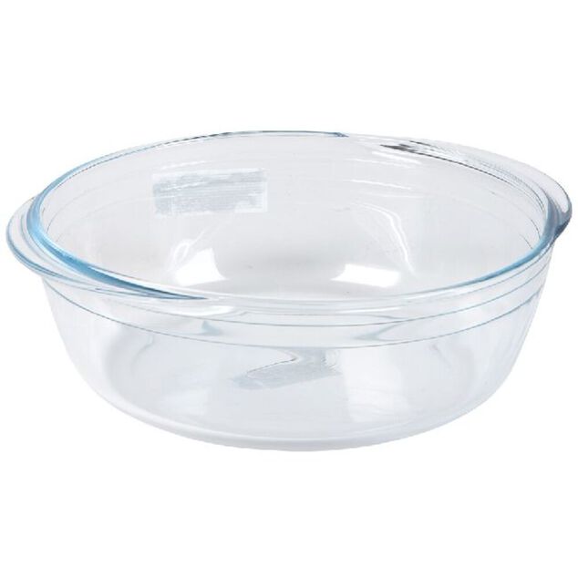Plat &agrave; four rond en verre avec couvercle