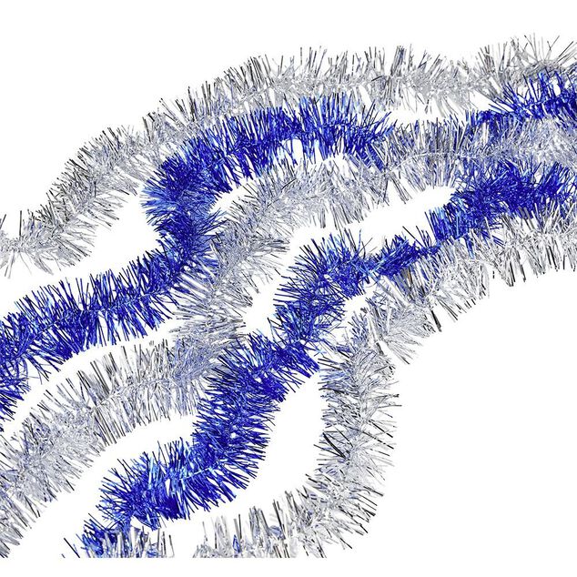 Guirlandes de No&euml;l scintillantes argent&eacute;es et bleues x5