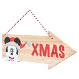 Pancarte bois Disney Mickey XMAS à suspendre L40xH15cm