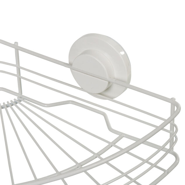 &Eacute;tag&egrave;re de douche panier d'angle &agrave; ventouse blanc