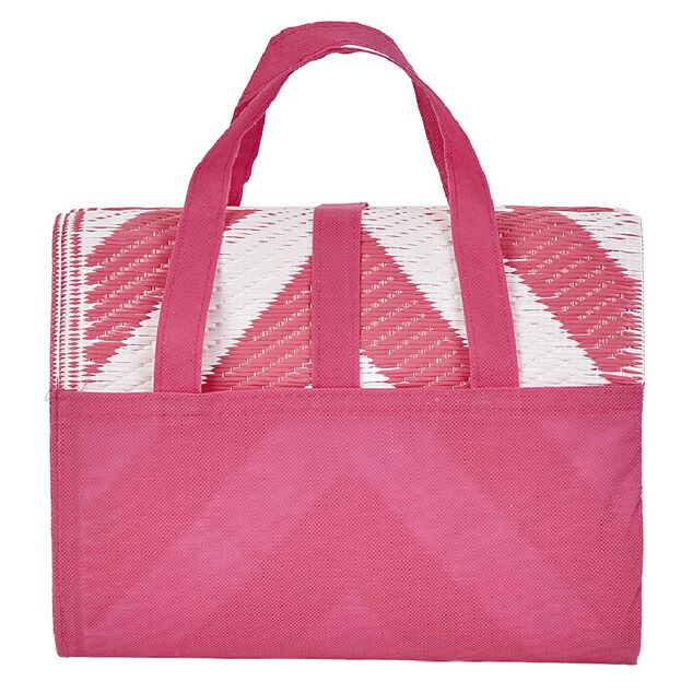 Natte sac de plage 2en1 rose et blanche