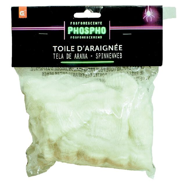 Toile d'araign&eacute;e blanche phosphorescente Halloween