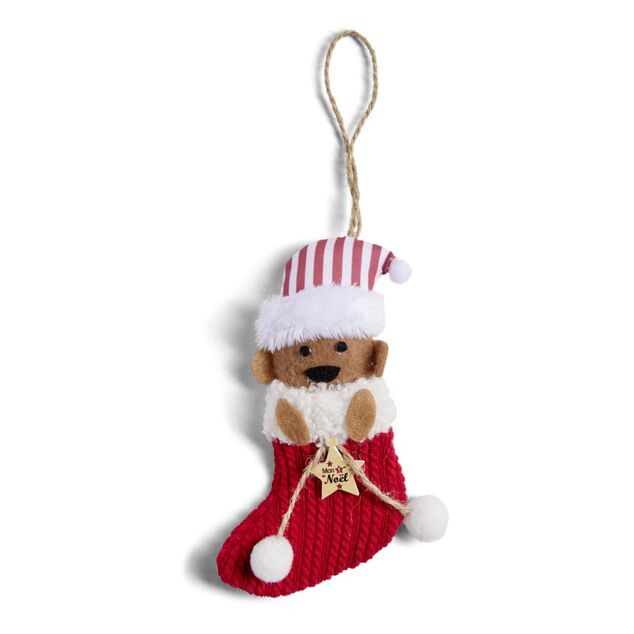 Chaussette &agrave; suspendre ourson "Mon 1er No&euml;l" 7,5x15cm