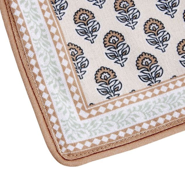 Set de table coton et polyester motif Indie beige 30x40cm