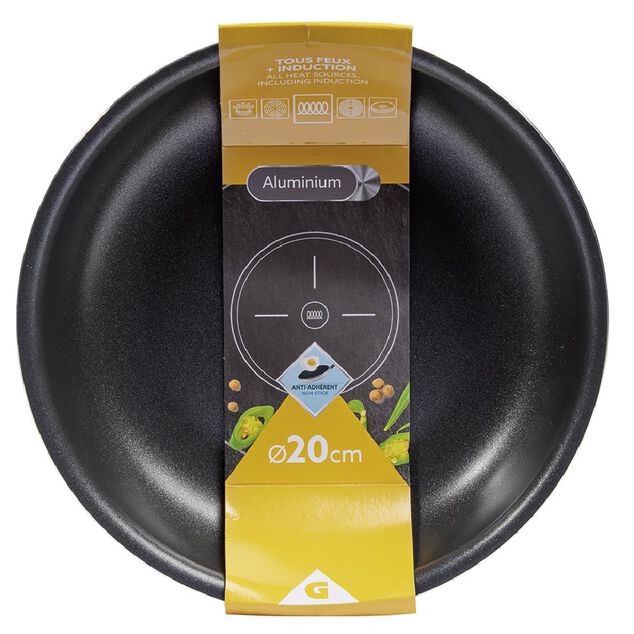 Po&ecirc;le antiadh&eacute;rente sans poign&eacute;e noir &Oslash;20cm