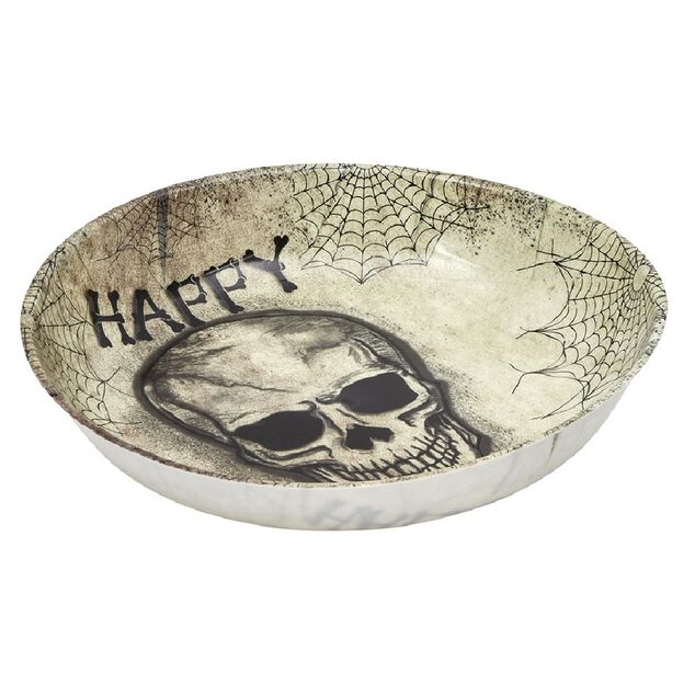 Saladier Happy Halloween t&ecirc;te de mort et toiles d'araign&eacute;es