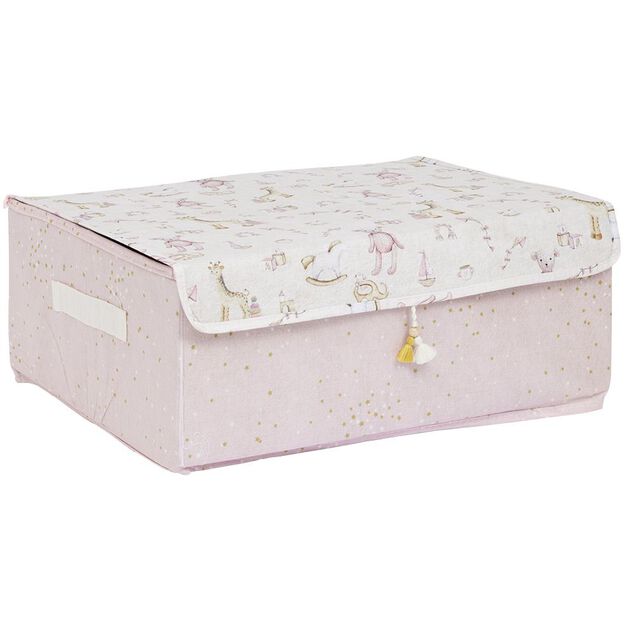 Boîte de rangement enfant rose ou bleu x3 - 28x14xH14cm