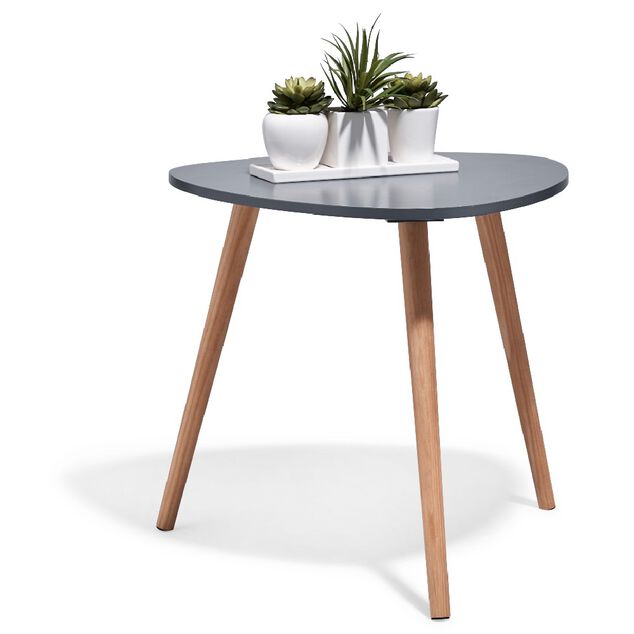 Bout de canap&eacute; table basse Joseph gris anthracite pieds pin &Oslash;48xH42 cm