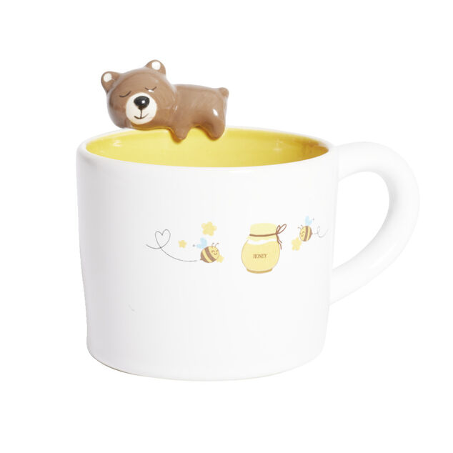 Mug ours dolomite blanc et jaune Ø10,5xH10,5cm