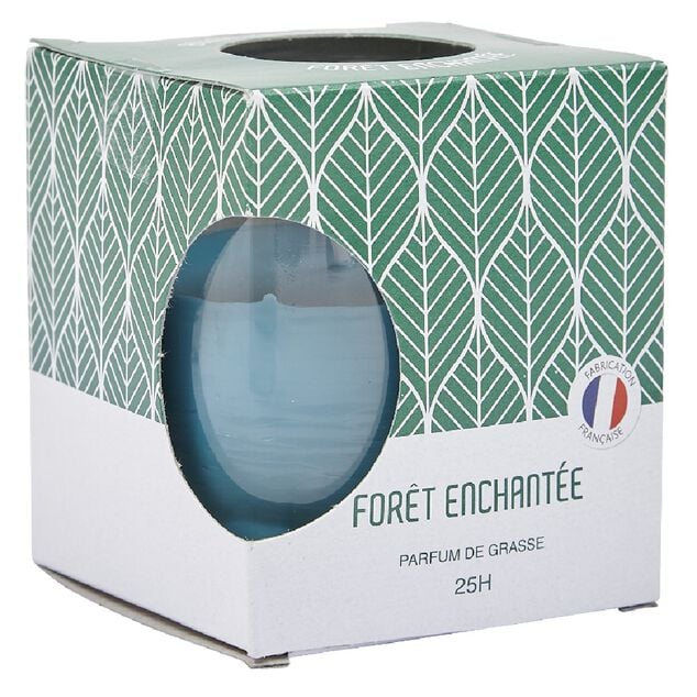 Bougie au parfum de grasse dans verre senteur for&ecirc;t enchant&eacute;e