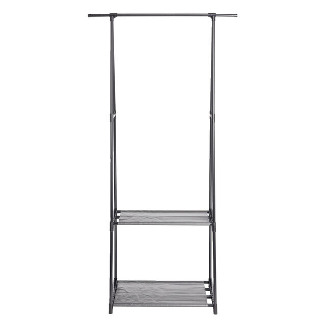 Portant v&ecirc;tements ajustable m&eacute;tal noir 2 tablettes 78x40xH160cm