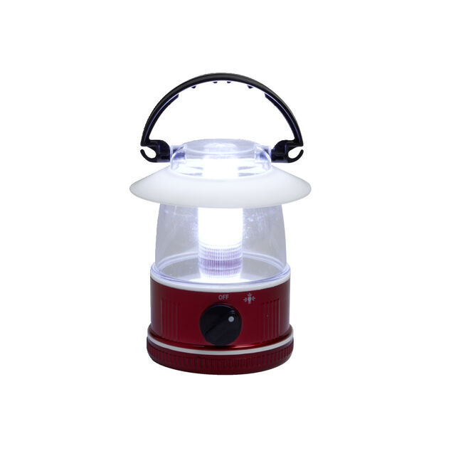 Lampe de camping lanterne portative avec LED plastique rouge Ø9xH13cm