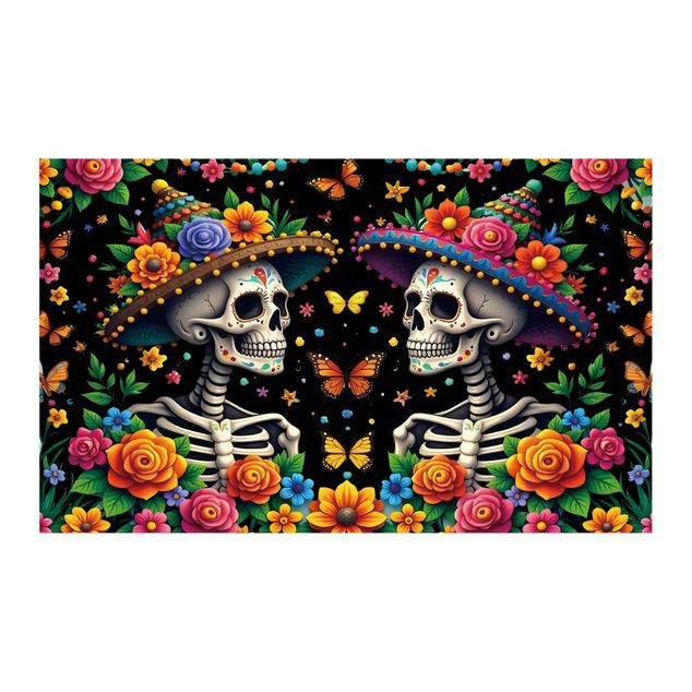 D&eacute;coration murale Halloween couple Calavera polyester 100x150cm