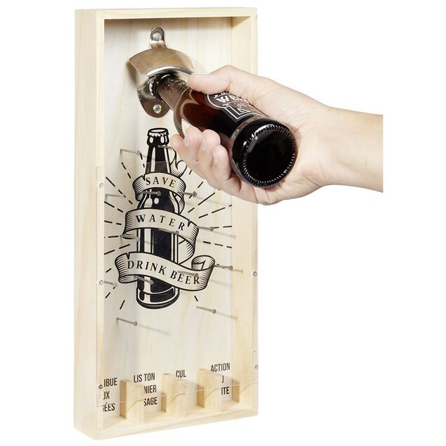 Jeu à boire décapsuleur en bois Save Water Drink Beer H40cm