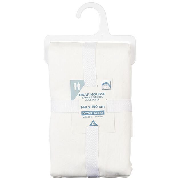 Drap housse en coton blanc 140x190 cm