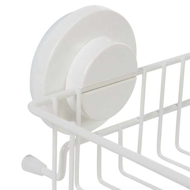 Panier serviteur de douche &agrave; ventouse blanc