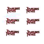 Décoration de table "Joyeuses Fêtes" en bois rouge 6 pièces