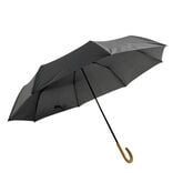 Parapluie pliable manuel uni noir et manche bois L24cm
