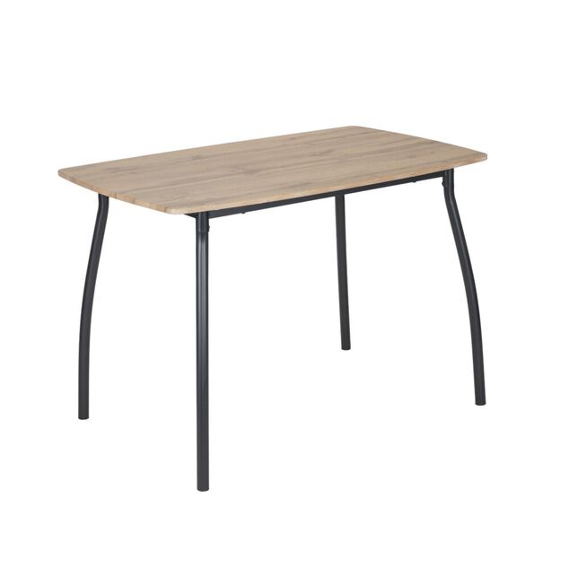 Table avec 4 chaises Luffi m&eacute;tal noir et bois marron 100x70xH75cm