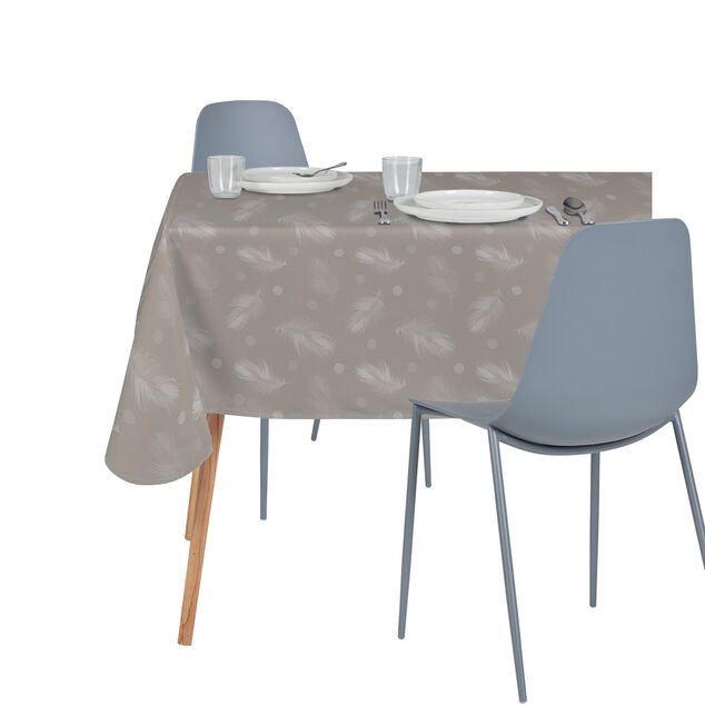 Nappe anti t&acirc;ches imprim&eacute; plume marron 140x250 cm