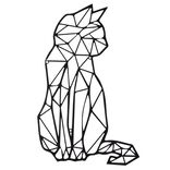 Chat design origami d&eacute;co murale m&eacute;tal noir L24xH41cm