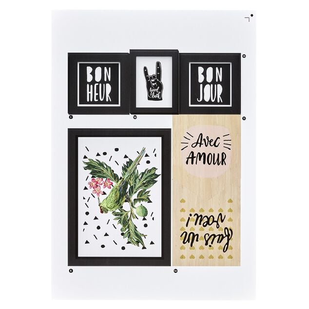 Kit 17 stickers d&eacute;co effet cadre noir