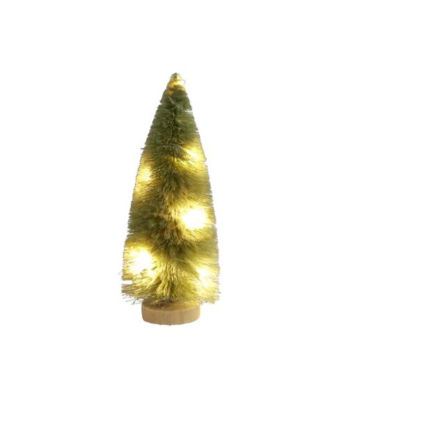 D&eacute;coration sapin blanc lumineux LED &agrave; piles H16cm