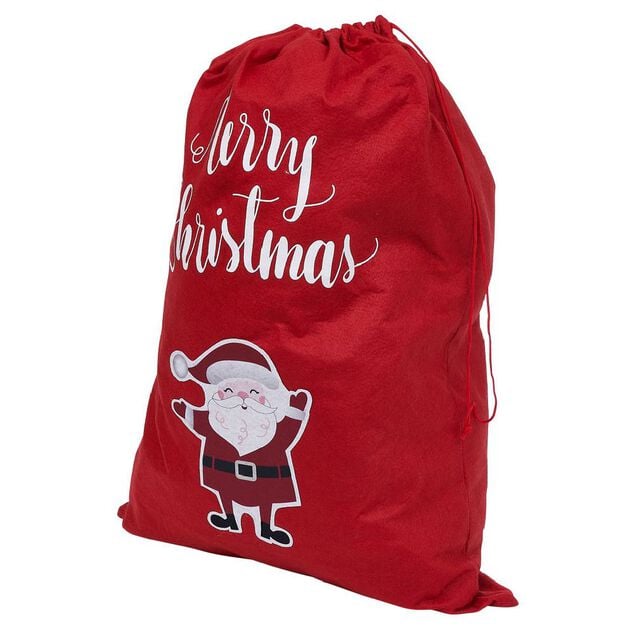 Sac cadeau hotte en feutrine rouge motif No&euml;l