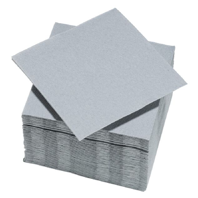 Serviette cocktail carr&eacute;e gris clair 2 plis en papier x40