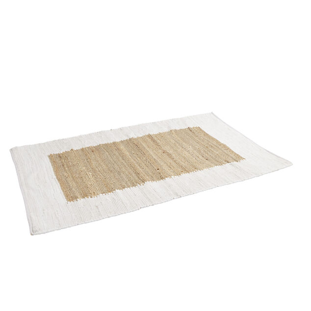 Tapis effet jute bord coton beige 100x150cm