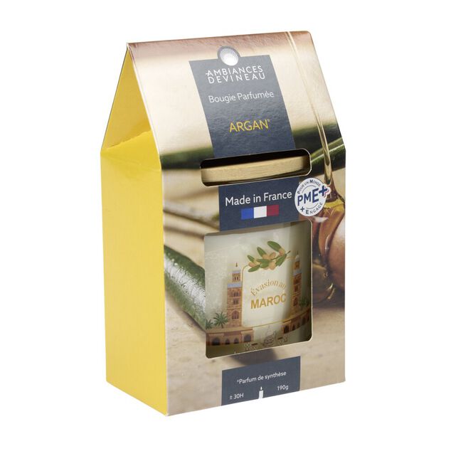 Bougie parfum&eacute;e Ambiances Devineau 2 m&egrave;ches Maroc senteur argan 30H