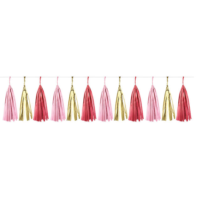 Guirlande pompon en papier rose et jaune