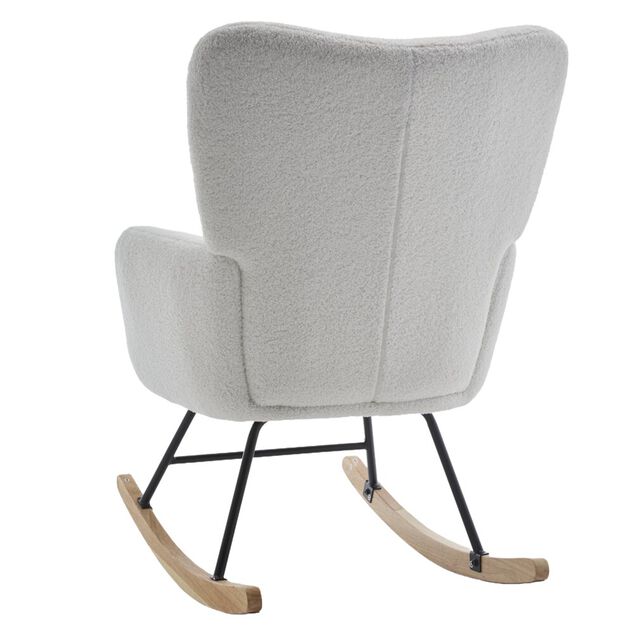 Rocking chair Clara bouclette blanc 97xH98x71cm