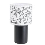 Lampe &agrave; poser fa&iuml;ence abat jour motif line art visage