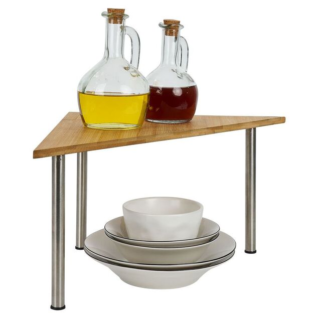 Étagère 2 niveaux en bambou 33x33xH20cm