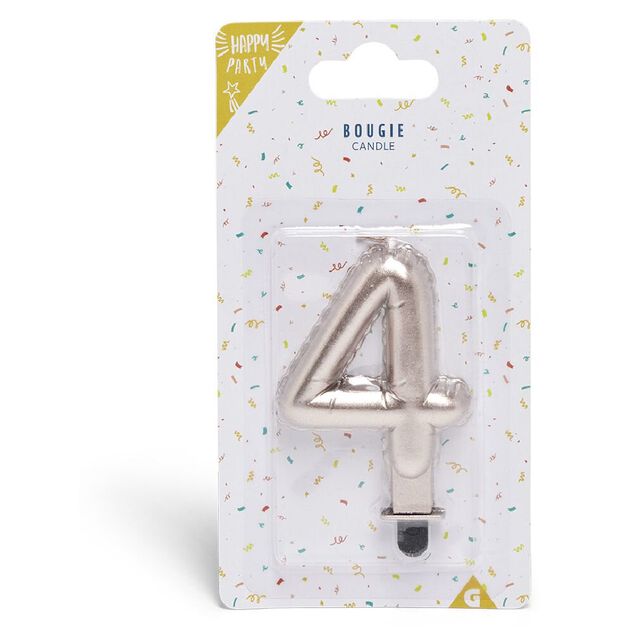 Bougie anniversaire chiffre 4 rose gold