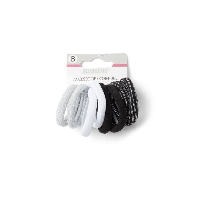 Lot de 8 &eacute;lastiques &agrave; cheveux mousse polyester 4 coloris