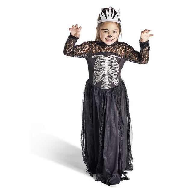 D&eacute;guisement enfant Halloween reine squelette noir et blanc 7/10ans
