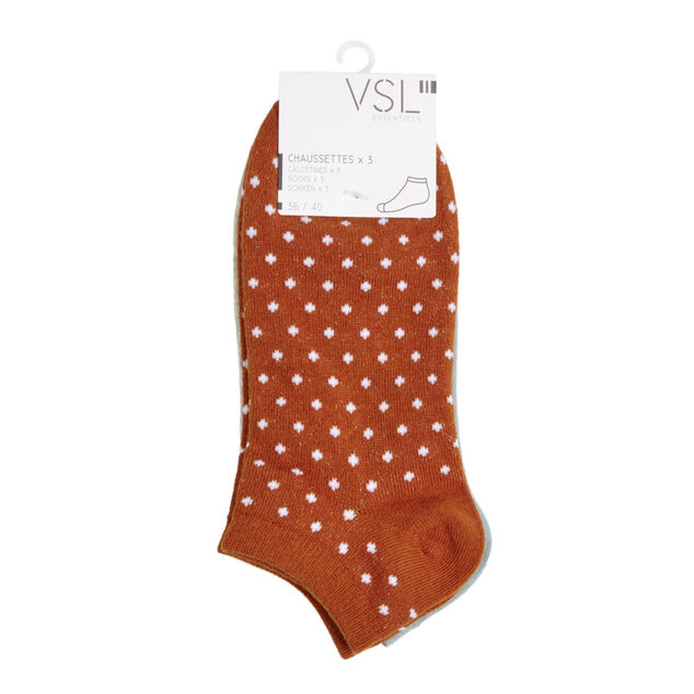 Chaussettes femme tige courte polycoton 3 paires 36/40