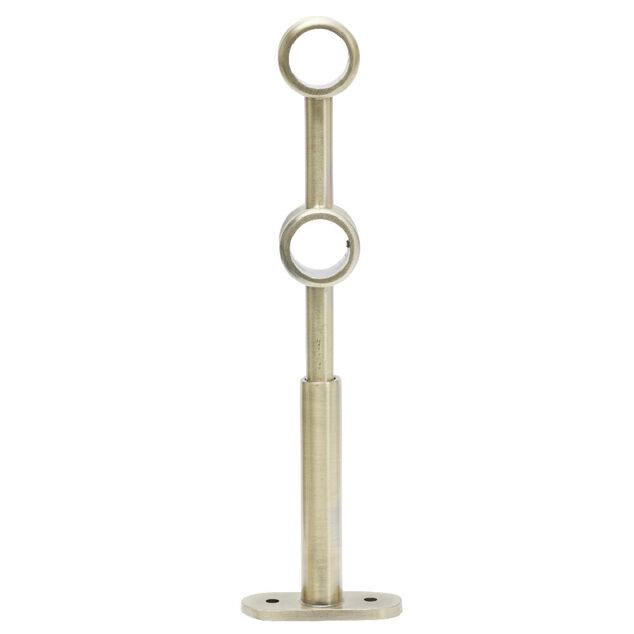 Support double extensible m&eacute;tal dor&eacute; pour tringle &Oslash;2xL17,5/20cm