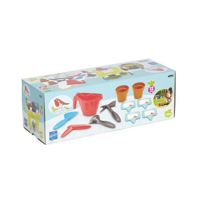 Jardini&egrave;re enfant plastique avec 11 accessoires 43xH31x27cm