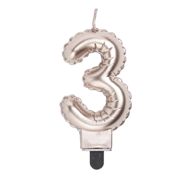 Bougie anniversaire chiffre 3 rose gold