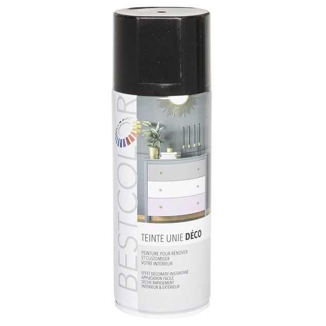 Peinture a&eacute;rosol noir brillant int/ext 400ml