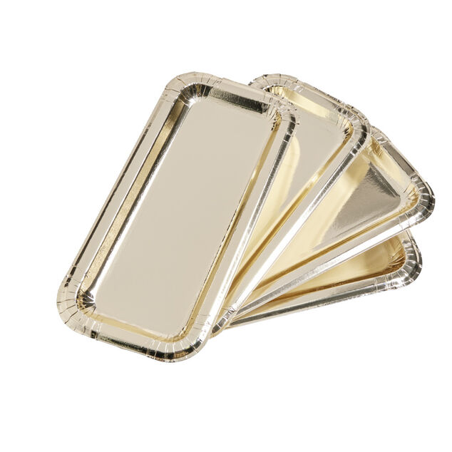 Plat à cake x4 en carton doré 15,5x34cm