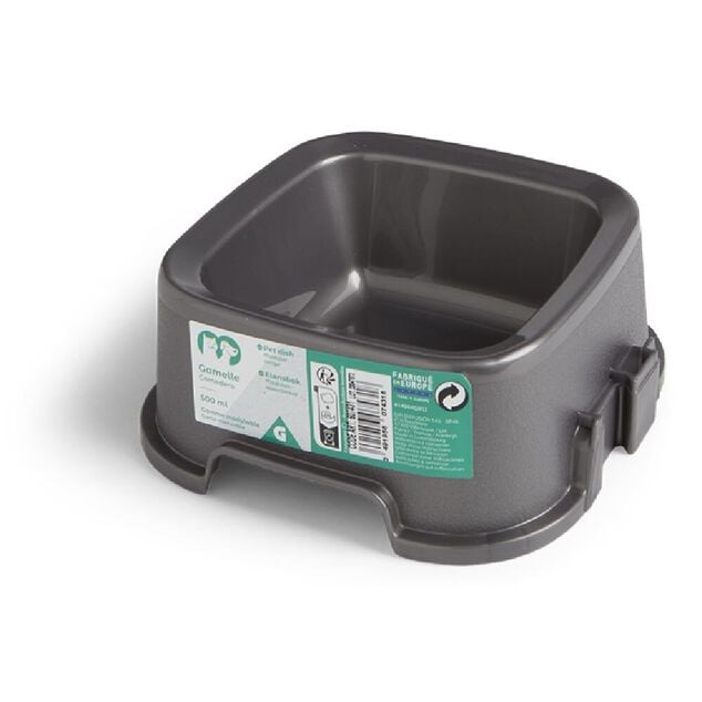 Gamelle carr&eacute;e grise 500ml - plastique 16,6x16,6xH6,5cm